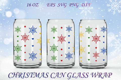 Christmas 16oz can glass wrap, Winter snowflake can glass sublimation SVG AnastasiyaArtDesign 