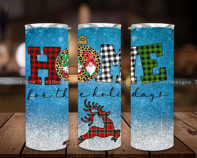 Christmas 20 oz Skinny Tumbler Sublimation Design, Home for the Holidays Christmas PNG Designs Downloads Digital Sublimation ToriDesigns 