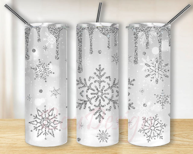 Christmas 20oz Skinny Tumbler Sublimation Design PNG, Winter Glitter Tumbler Digital Download Sublimation BouDesign 
