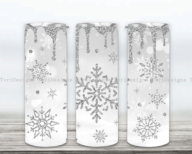 Christmas 20oz Skinny Tumbler Sublimation Design PNG, Winter Glitter Tumbler Digital Download Sublimation ToriDesigns 