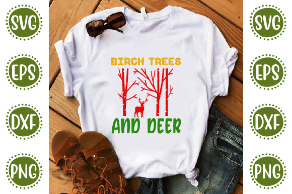 Christmas 37 Svg Design Birch trees and deer SVG SH_Tee store 