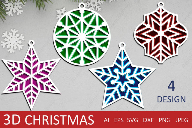 Christmas 3d bundle, Christmas tree toys 3d layered ornament papercut 3D Paper AnastasiyaArtDesign 