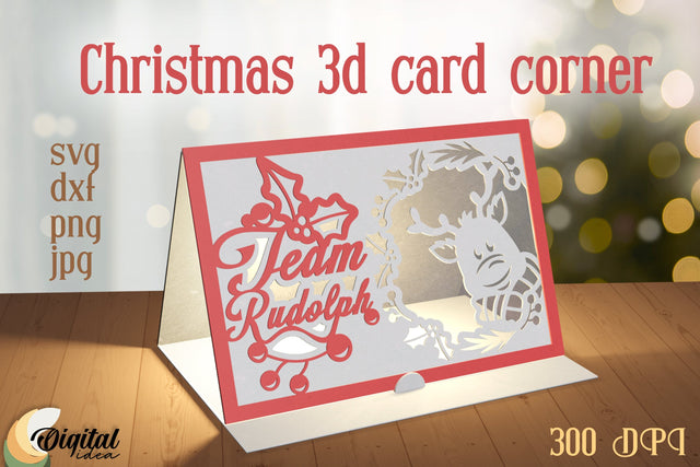 Christmas 3D Card Corner. Christmas Gift Paper Cut. Papercut Christmas Cards 3D Paper Evgenyia Guschina 