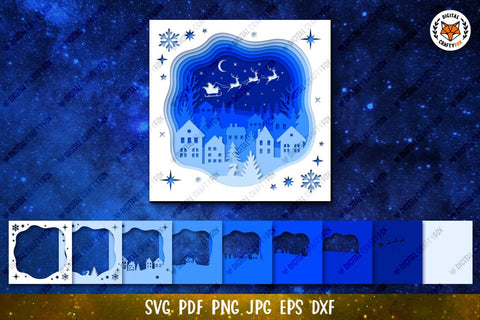 Christmas 3D Layered Shadow Box | Christmas Light Box SVG 3D Paper Digital Craftyfox 