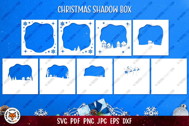 Christmas 3D Layered Shadow Box | Christmas Light Box SVG - So Fontsy