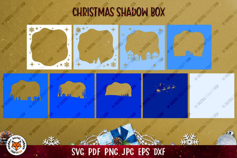 Christmas 3D Layered Shadow Box | Christmas Light Box SVG 3D Paper Digital Craftyfox 