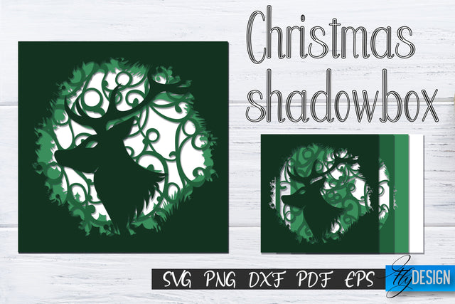 Christmas 3D Layered Shadowbox. Christmas Lightbox. 3D SVG 2 SVG Fly Design 