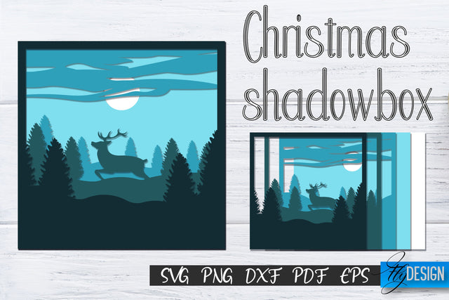 Christmas 3D Layered Shadowbox. Christmas Lightbox. 3D SVG 3 SVG Fly Design 