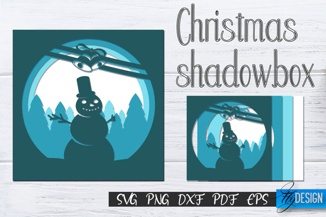 Christmas 3D Layered Shadowbox. Christmas Lightbox. 3D SVG 4 SVG Fly Design 