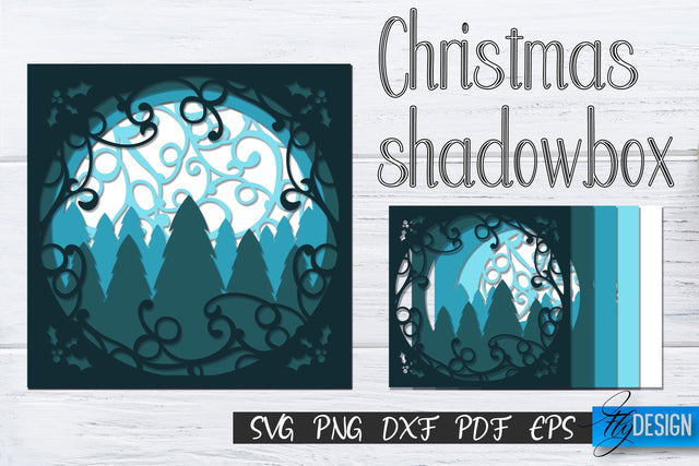 Christmas 3D Layered Shadowbox. Christmas Lightbox. 3D SVG 6 SVG Fly Design 