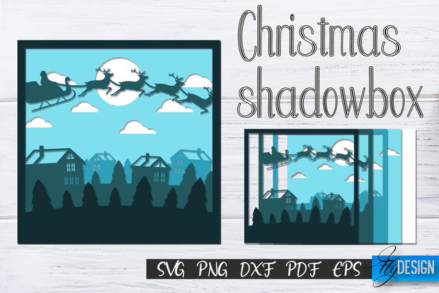 Christmas 3D Layered Shadowbox. Christmas Lightbox. 3D SVG SVG Fly Design 
