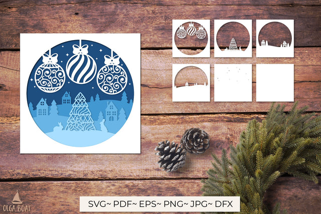 Christmas 3d shadow box with Christmas tree 3D Paper Olga Boat Design 