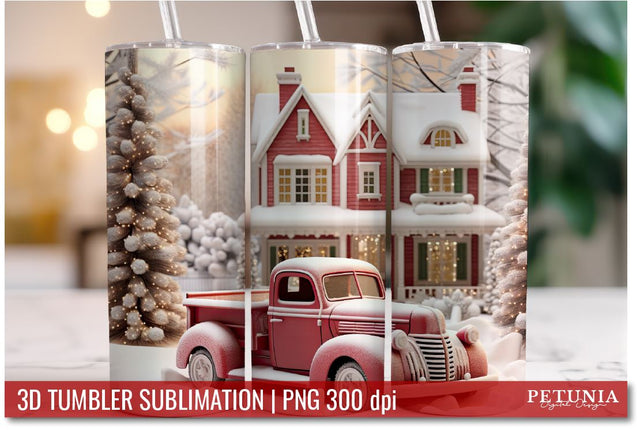 Christmas 3D Tumbler Designs | 3D Tumbler Sublimation Wrap Sublimation Petunia Digital Design 