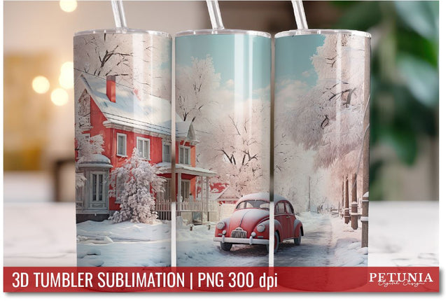 Christmas 3D Tumbler Designs | 3D Tumbler Sublimation Wrap Sublimation Petunia Digital Design 