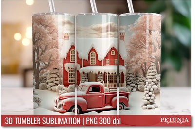 Christmas 3D Tumbler Designs | 3D Tumbler Sublimation Wrap Sublimation Petunia Digital Design 