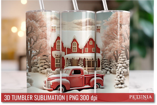 Christmas 3D Tumbler Designs | 3D Tumbler Sublimation Wrap Sublimation Petunia Digital Design 