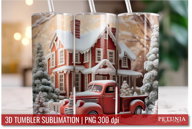 Christmas 3D Tumbler Designs | 3D Tumbler Sublimation Wrap Sublimation Petunia Digital Design 