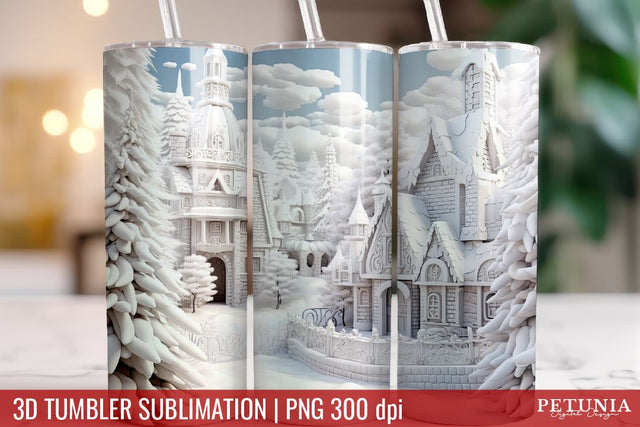 Christmas 3D Tumbler Designs | 3D Tumbler Sublimation Wrap Sublimation Petunia Digital Design 