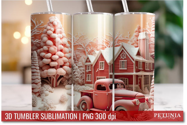 Christmas 3D Tumbler Designs | 3D Tumbler Sublimation Wrap Sublimation Petunia Digital Design 