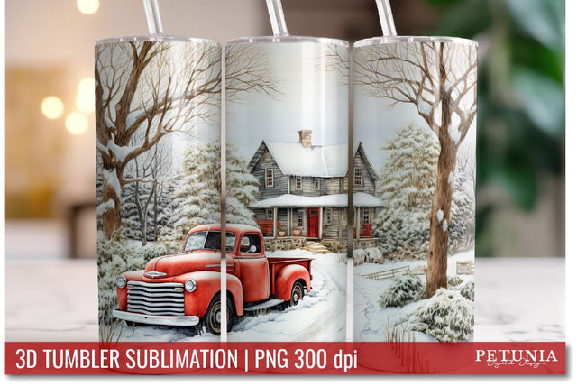 Christmas 3D Tumbler Designs | 3D Tumbler Sublimation Wrap Sublimation Petunia Digital Design 