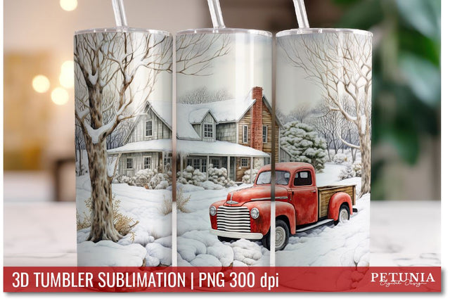 Christmas 3D Tumbler Designs | 3D Tumbler Sublimation Wrap Sublimation Petunia Digital Design 
