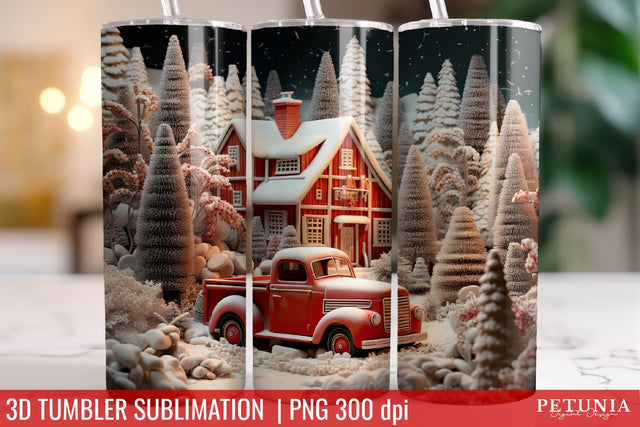 Christmas 3D Tumbler Designs | Christmas Sublimation Tumbler Sublimation Petunia Digital Design 