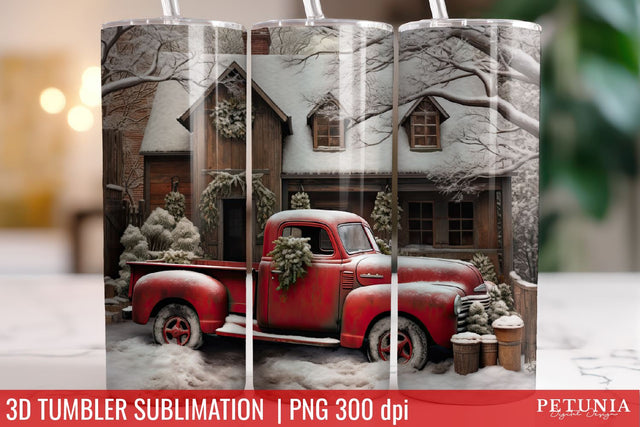 Christmas 3D Tumbler Designs | Christmas Sublimation Tumbler Sublimation Petunia Digital Design 