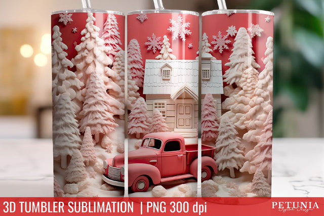 Christmas 3D Tumbler Designs | Christmas Sublimation Tumbler Sublimation Petunia Digital Design 