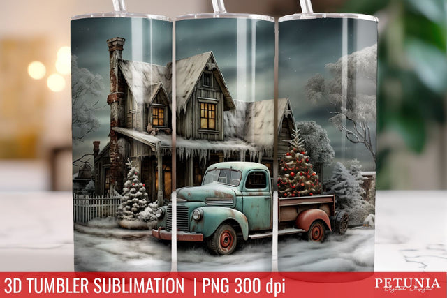 Christmas 3D Tumbler Designs | Christmas Sublimation Tumbler Sublimation Petunia Digital Design 