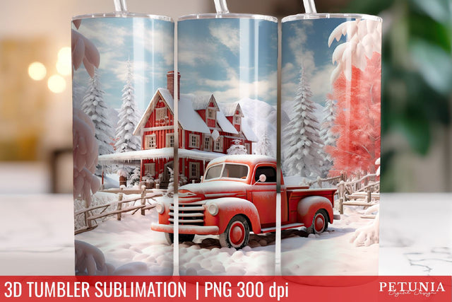 Christmas 3D Tumbler Designs | Christmas Sublimation Tumbler Sublimation Petunia Digital Design 