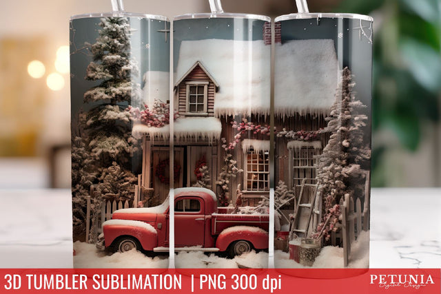 Christmas 3D Tumbler Designs | Christmas Sublimation Tumbler Sublimation Petunia Digital Design 