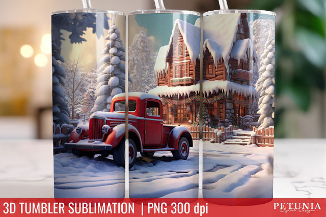 Christmas 3D Tumbler Designs | Christmas Sublimation Tumbler Sublimation Petunia Digital Design 