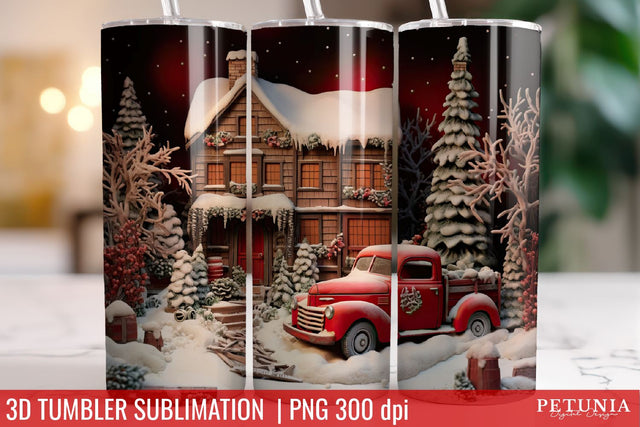 Christmas 3D Tumbler Designs | Christmas Sublimation Tumbler Sublimation Petunia Digital Design 