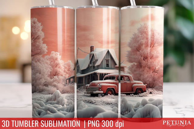 Christmas 3D Tumbler Designs | Christmas Sublimation Tumbler Sublimation Petunia Digital Design 