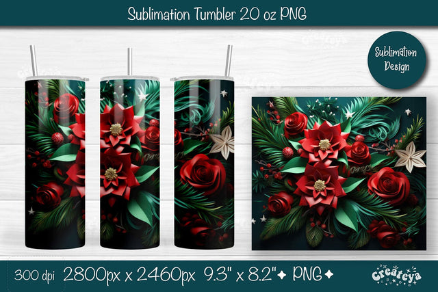 Christmas 3D Tumbler wrap png 20 Oz sublimation design Xmas Tumbler Sublimation Createya Design 