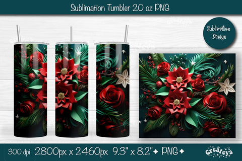 Christmas 3D Tumbler wrap png 20 Oz sublimation design Xmas Tumbler Sublimation Createya Design 
