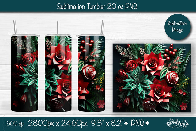 Christmas 3D Tumbler wrap png 20 Oz sublimation design Xmas Tumbler Sublimation Createya Design 