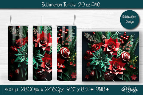 Christmas 3D Tumbler wrap png 20 Oz sublimation design Xmas Tumbler Sublimation Createya Design 