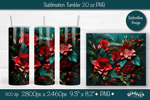 Christmas 3D Tumbler wrap png 20 Oz sublimation design Xmas Tumbler Sublimation Createya Design 