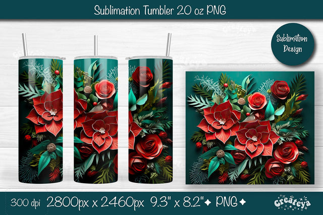 Christmas 3D Tumbler wrap png 20 Oz sublimation design Xmas Tumbler Sublimation Createya Design 