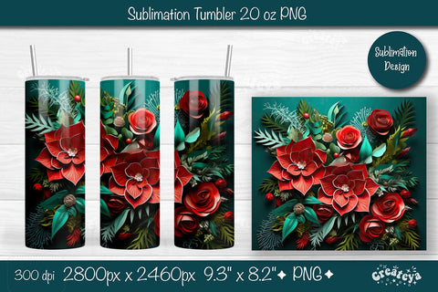 Christmas 3D Tumbler wrap png 20 Oz sublimation design Xmas Tumbler Sublimation Createya Design 