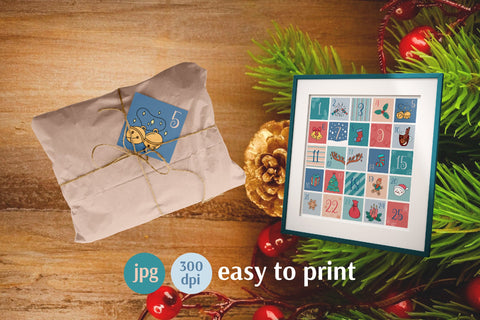 Christmas Advent Calendar | JPG Cute Xmas Cards Sublimation AnnaViolet_store 