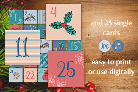 Christmas Advent Calendar | JPG Cute Xmas Cards Sublimation AnnaViolet_store 