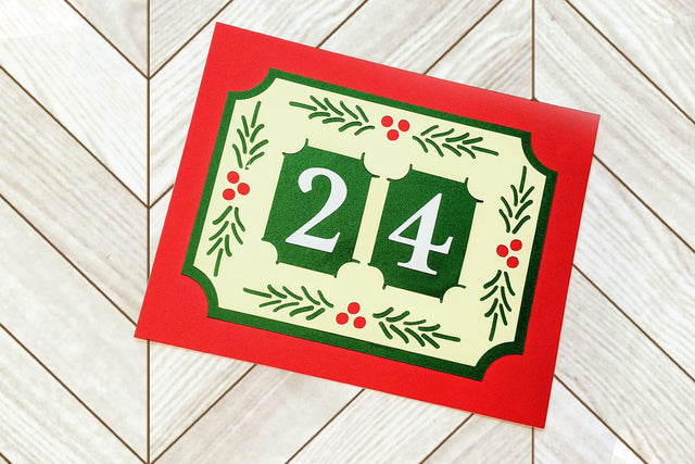 Christmas Advent Calendar Poster with Pine and Holly Berries SVG SVG Risa Rocks It 