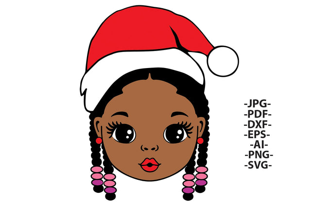 Christmas Afro Girl Svg, Peekaboo Girl Svg, Afro Girl Svg, Black Girl Svg, Cornrow Hair Style, Merry Christmas Svg, African American, Svg Cut Files SVG 1uniqueminute 
