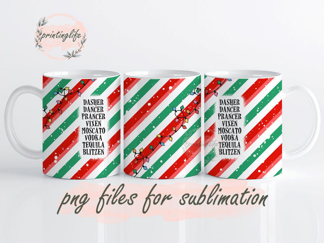 Christmas Alcohol mug wrap PNG, Christmas PNG Digital Download, Drinking sublimation wrap, Santa's drunk reindeer Mug Sublimation PrintingLife 