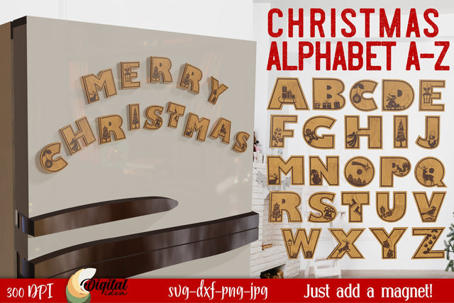 Christmas Alphabet Laser Cut. Engraving Christmas Laser Cut SVG Evgenyia Guschina 