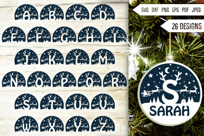 Christmas Alphabet Ornament Svg Bundle. Round Reindeer Christmas Letters Svg. Merry Christmas Name Svg. Christmas Scene Dxf Eps Png Pdf SVG Mint And Beer Creations 