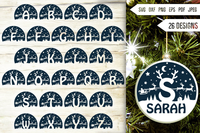 Christmas Alphabet Ornament Svg Bundle. Round Reindeer Christmas Letters Svg. Merry Christmas Name Svg. Christmas Scene Dxf Eps Png Pdf SVG Mint And Beer Creations 