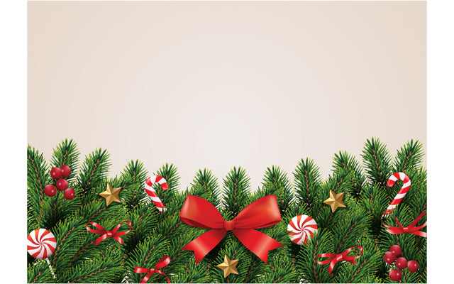 Christmas and garland and border of realistic red ribbon Christmas tree branches decorated berries SVG naemmiah021 